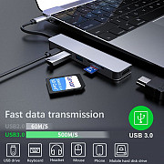 Jourmind 6-in-1 USB-C Hub Multi Splitter Adapter With HDMI+USB3.0&2.0+SD+TF Expansion Dock Abuja