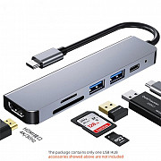 Jourmind 6-in-1 USB-C Hub Multi Splitter Adapter With HDMI+USB3.0&2.0+SD+TF Expansion Dock Abuja