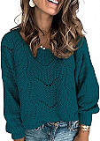 Dokotoo Womens 2023 Cute Elegant Soft Crewneck Long Sleeve Hollow Cable Knit Pullover Sweaters from Lansing