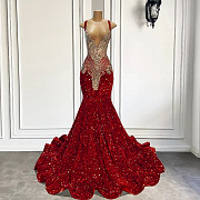 Gorgeous Prom Dresses 2Mermaid Style Luxury Sparkly Red Sequin Black Girls Prom from New York City