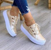 Lace-up Flats Sneakers Women Rivet Casual Shoes from New York City
