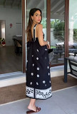 ZARA NEW WOMAN STRAPPY PRINTED MIDI DRESS BOW AT BACK BLACK Size S 1165/092 Los Angeles