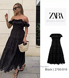 ZARA NWT WOMAN EMBROIDERED MIDI DRESS BLACK | 2795/019 Los Angeles