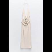 ZARA WOMAN MIDI HALTER DRESS WHITE ECRU 8342/363 Los Angeles