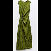 ZARA NWT WOMAN SS24 RUCHED JACQUARD MIDI DRESS GREEN | 3546/565 Size M Los Angeles