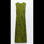 ZARA NWT WOMAN SS24 RUCHED JACQUARD MIDI DRESS GREEN | 3546/565 Size M Los Angeles