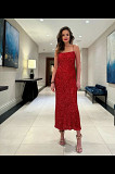 ZARA ZW COLLECTION SEQUIN DRESS RED MIDI STRAPPY SIZE S,M,L REF: 2609/110 Los Angeles