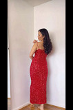 ZARA ZW COLLECTION SEQUIN DRESS RED MIDI STRAPPY SIZE S,M,L REF: 2609/110 Los Angeles