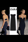 ZARA NEW Cut Out Midi Black Dress Sz LARGE Los Angeles