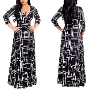 FANDEE Plus Size Maxi Dress for Women Casual Summer Sundress V-Neck 3/4 Sleeve Los Angeles