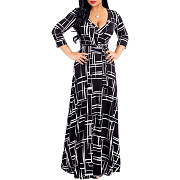 FANDEE Plus Size Maxi Dress for Women Casual Summer Sundress V-Neck 3/4 Sleeve Los Angeles