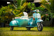 Vespa PX150 Sky Blue With Sidecar Los Angeles