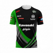 Kawasaki Ninja Motorcycle T-Shirt, Black and Green, Quick-Dry Performance Jersey, Short Sleeve from Muscat