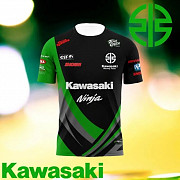 Kawasaki Ninja Motorcycle T-Shirt, Black and Green, Quick-Dry Performance Jersey, Short Sleeve from Muscat