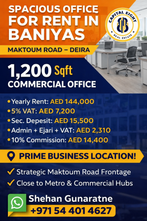 Prime 1200 Sqft Office for Rent | Baniyas | Maktoum Road | Deira Dubai - photo 1