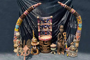 A COMPLETE BEADED ROYAL THRONE from Bafoussam