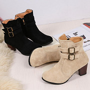 Women's Rome Plus Size Si Zipper With Belt Buckle Chunky Heels Boots Shoes Woman shoes from Birmingham