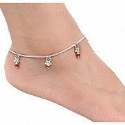 AanyaCentric Silver Plated White Metal Anklets Payal Pair ACIA0014S from Delhi