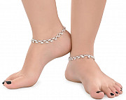 AanyaCentric Silver Plated White Metal Anklets Payal Pair ACIA0060 from Delhi