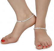 AanyaCentric Silver Plated Alloy Anklets Payal Pair ACIA0079 from Delhi