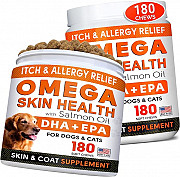 (2 Pack) Fish Oil Omega 3 Treats for Dogs - Allergy and Itch Relief - Skin and Coat Supplement - Joi Saint Paul