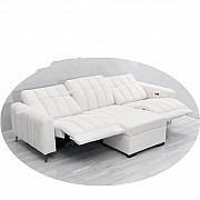 Modern Minimalist Caterpillar Beige White Fabric Multifunctional Sofa Living Room Three-Seat Sofa Singapore