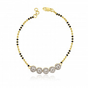 18K Gold Diamond Bracelet with black beads Artesia